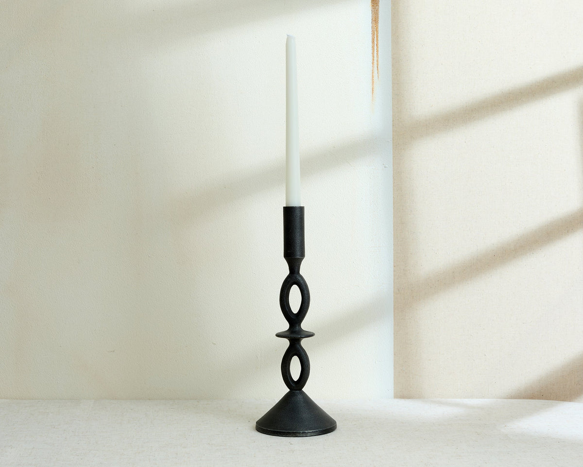 Cessna Black Candle Holder Irregular Shape-0