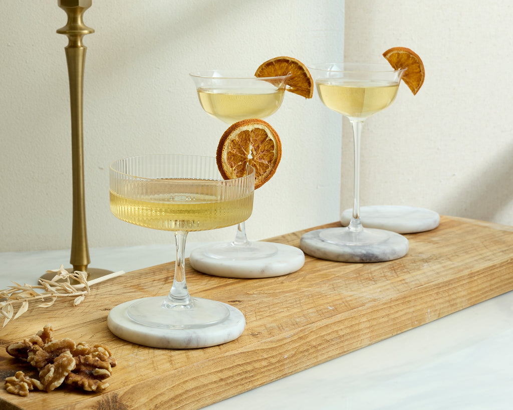 Emy Polished Round Marble Coasters Set-3
