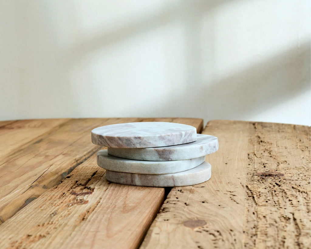 Amie Natural Polished Marble Coasters Irregular Shape-3
