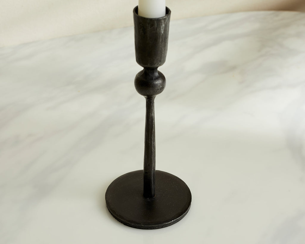 Aruma Black Candle Holder – Cast Iron Rustic Taper Candlestick-1